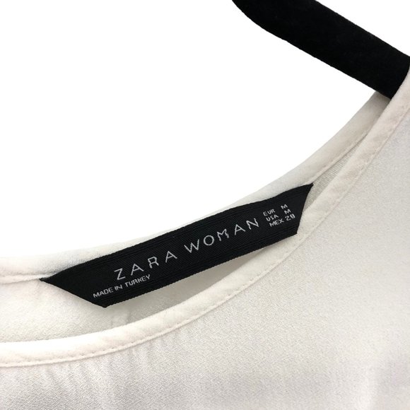 Zara Solid Black White Color Block Long Sleeve Sheath Dress M - Picture 3 of 8